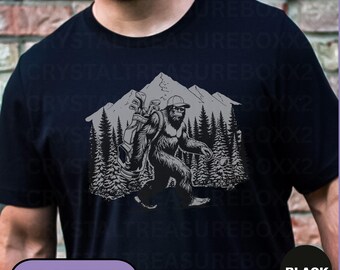 Bigfoot Golfer T-Shirt, Funny Golf T-shirt, Summer Fun Sasquatch Golfing Outfit, Bigfoot Silhouette Golf Shirt, Retro Caddy Golfing Tshirt