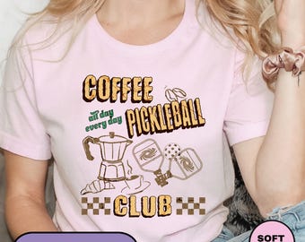 Coffee Pickleball Club T-shirt, Pickleball Lover Tee, Retro Coffee Tshirt, Coffee Lover Gift, Vintage Summer Graphic Tee, Summer Vibes Shirt
