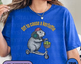 Off To Cause A Kerfuffle Shirt, Pickleball Lover T-shirt, Funny Groundhog Scooter, Vintage Silly Animal Tshirt, Adult Humor Sarcastic Tee