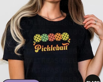 Retro Pickleball T-Shirt, Colorful Sports Tee, Funny Pickleball Tee, Pickleball Lover Shirt, Mom Pickleball Tshirt, Pickleball Workout Tee