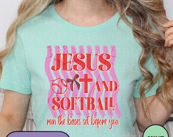 Christian Softball Mom Shirt, Funny Softball Tee, Jesus Graphic T Shirt, Retro Game Day Softball T-Shirt, Fun Vintage Softball Player Tshirt