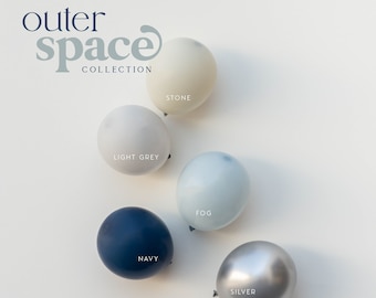 Space Explorer DIY Balloon Garland Kit | Silver, Navy, Fog, Grey | Outer Space Theme Balloon Arch | Astronaut Kids Birthday Balloon Decor