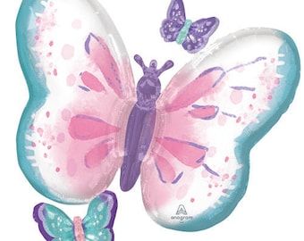 29" Jumbo Butterfly Balloon, Butterfly Mylar Balloon, Boho Garden Birthday Party Decor, Daisy Balloons, Flower Power, Groovy One,Baby Shower
