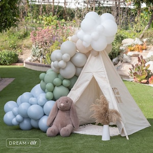 Boho Blue Green DIY Balloon Garland Arch Kit | Sage Green, Neutral, Fog,Peter Rabbit, Earthy Baby Shower Birthday Party, Bridal Shower Decor