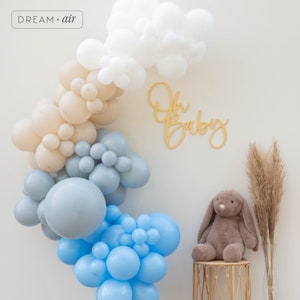 Sky Blue DIY Balloon Arch Garland Kit | Blue, White, Fog, Sand | Blue Baby Shower Balloons | Blue Birthday Balloons | Kids Birthday Decor