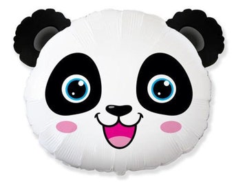 21" Cute Panda Head Balloon | Jumbo Mylar Balloon, Boho Safari Birthday Party Decor, Jungle Zoo Animal Party, Safari Baby Shower, Wild One