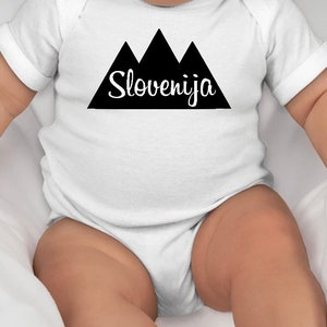 Baby Slovenija onesie with mountains