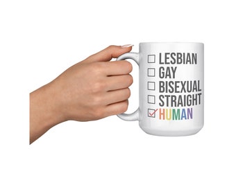 Lesbian Gay Bisexual Straight Human Rainbow Pride Mug