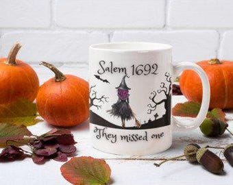 Halloween Witch Humorous Coffee or Tea Mug. Salem 1692 - They missed one. 11 oz and 15 oz Options - Free Shipping