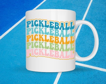 Pickleball Mug - Perfect Gift for Pickleball Players, Unique Ceramic Coffee Cup, Sports Enthusiast Drinkware. Retro Style.