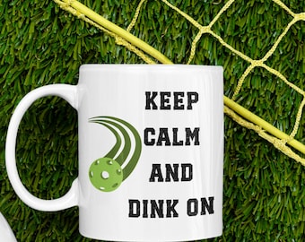 Pickleball Mug - Keep Calm and Dink On - Perfect Gift for Pickleball Players, Unique Ceramic Coffee Cup, Sports Enthusiast Drinkware