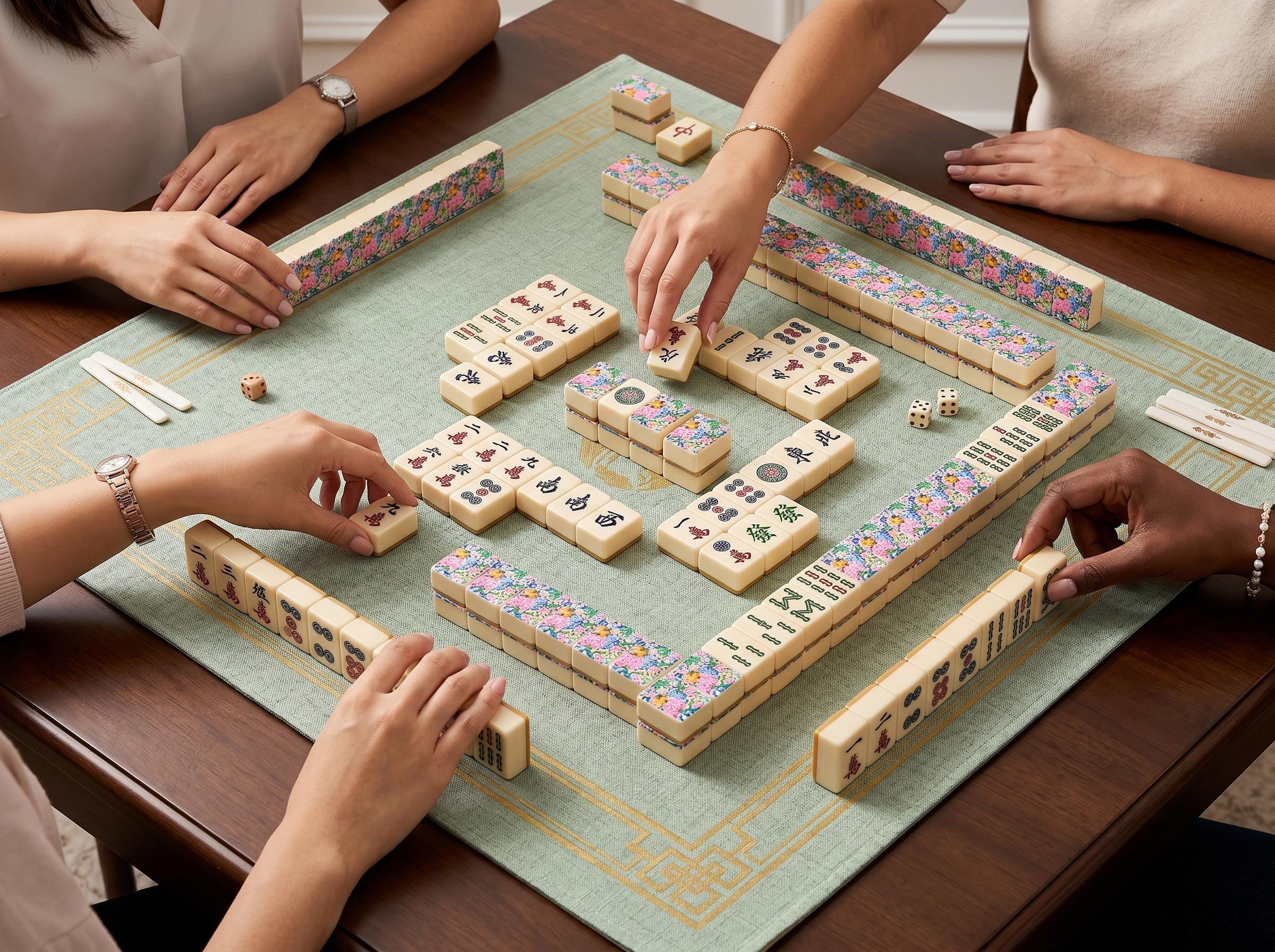 Mahjong Stack Patterns Chinoiserie Mahjong Patterns for Game Mats & Card Covers, Vibrant Asian ...