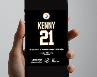 Pittsburgh Steelers NFL theme birthday invitation (digital download)