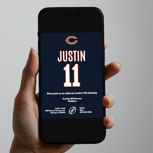 Invito di compleanno a tema NFL dei Chicago Bears (download digitale)