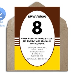 Brisbane Broncos NRL theme birthday invitation (digital download)