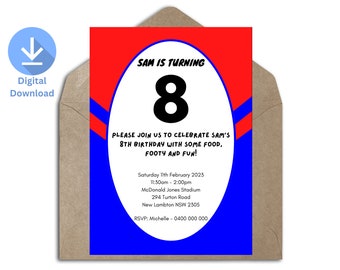 Newcastle Knights NRL theme birthday invitation (digital download)
