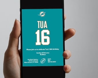 Miami Dolphins NFL theme birthday invitation (digital download)
