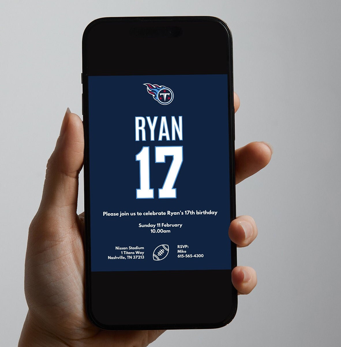 Tennessee Titans NFL theme birthday invitation (digital download)