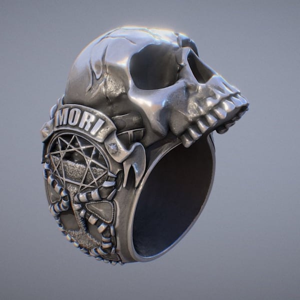 skull ring design 3d stl models jewelry 3d files for 3d printer artcam -Download