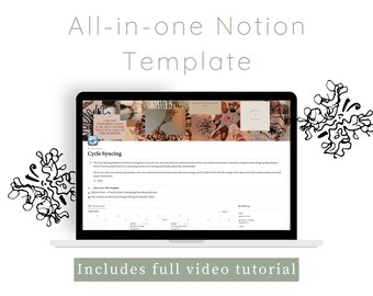 Cycle Syncing Period Planner Notion Template, Period Tracker, Period Journal, Wellness Journal, Menstrual Calendar, Notion Dashboard