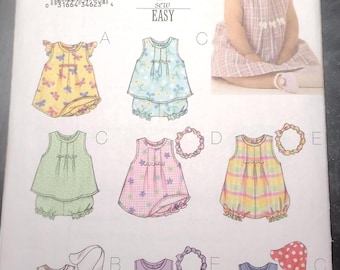 3405 Butterick Sewing Pattern Infants' Dresses, Top, Romper, Panties, Hat and Headband UNCUT