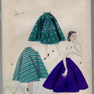 7457 Butterick Full Skirt Pattern Vintage 1950s Waist 26 Hip 35 Cut Complete
