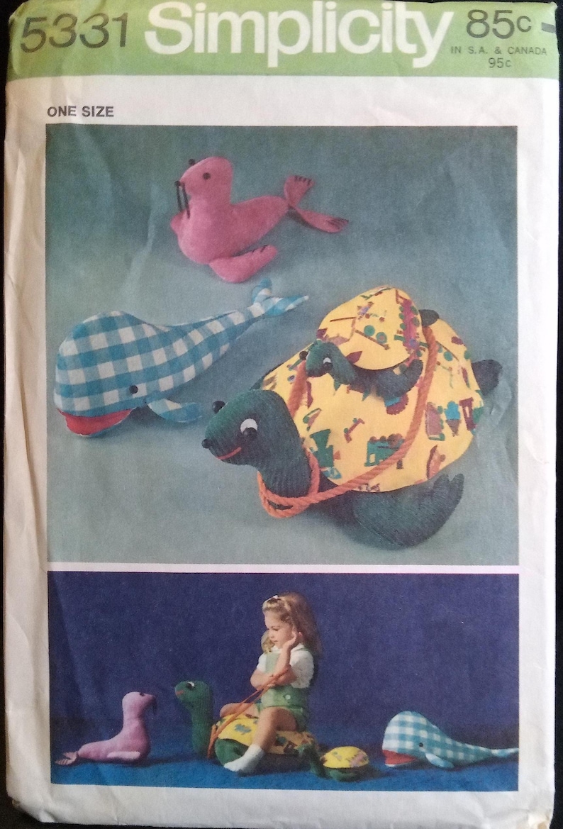5331 Simplicity Stuffed Animal Toy Sewing Pattern Turtle Whale Seal ...