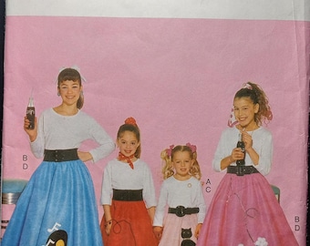 4113 Butterick Poodle Skirt Pattern Child XS-L 50s Costume Cut Complete