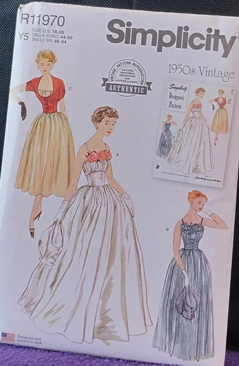 Simplicity Patterns R11174 R11970 Simplicity 1950's Reprint Pattern (9819)~ Misses’ Formal Dresses ...