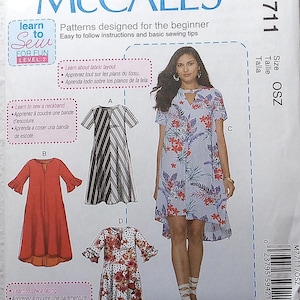M7711 McCall&#39;s Loose‑Fit Pullover Dress Patter One Size OSZ UNCUT