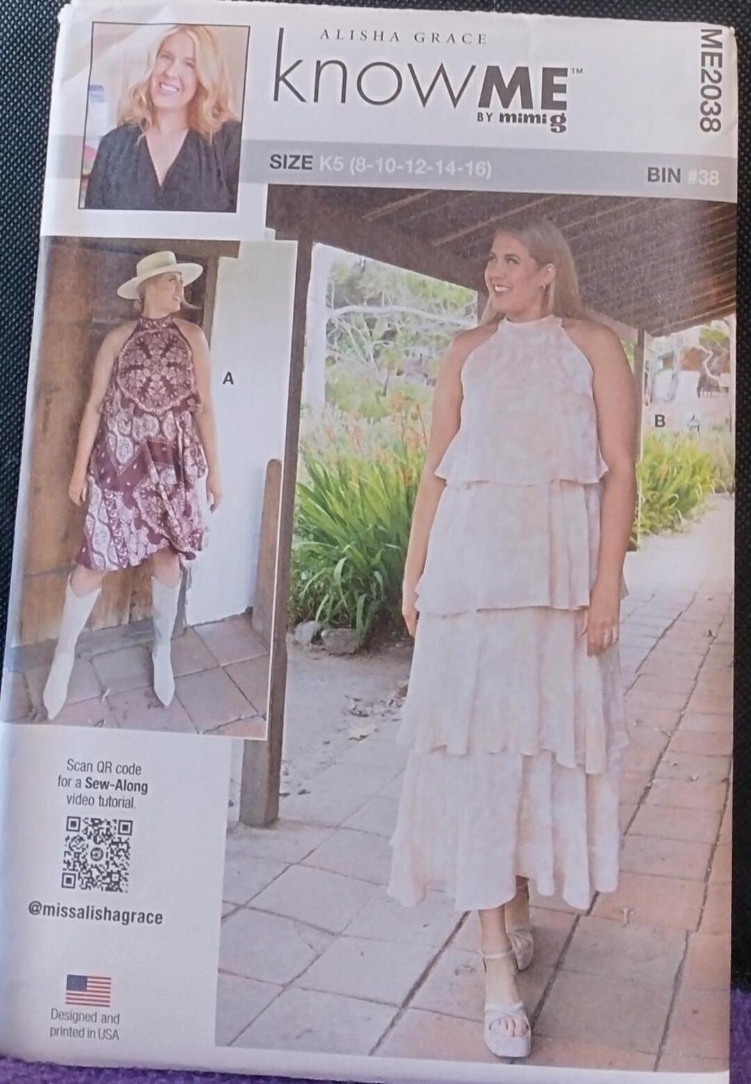 ME2038 Know Me Sewing Pattern Misses' Dress in Two Lengths Size 8-10-12 ...