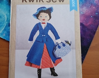 K4306 Kwik Sew Stuffed Doll and Clothes Imitation Mary Poppins One Size UNCUT and Clean