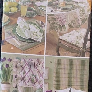 B5059 Butterick Waverly Home Decorating Sewing Pattern Curtains Table Runner Placemats