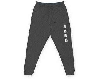 Gepersonaliseerde verticale joggingbroek met naam | Geborduurde fleece joggingbroek, uniseks, cadeau voor sportschoolliefhebbers, training, training, relaxbroek