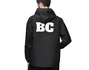 Beamon Creations Black and White Windbreaker | Black AOP Hooded Jacket Lightweight Airy Comfortable Cool Stylish Smooth Roomy