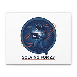 Solving for Δv Canvas, Space Astronaut Mission Patch, Cosmic Science Nerd Art