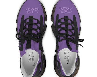 Beamon Creations FOURS Light Purple Script 'BC' Sneakers | Mesh Sneakers Casual Walking Tennis Shoe