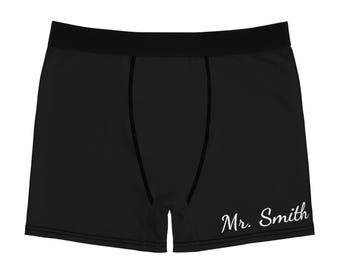 Boxer personalizzati in bianco e nero / Intimo da uomo personalizzato Mr. Underwear, regalo di nozze, anniversario, regalo di San Valentino, regalo per lo sposo