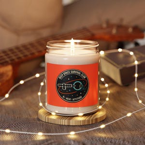 Deep Space Survival Club Scented Soy Candle 9 oz, Gift For Space Lovers, Fragant, Nice, Unique, Fun, Friendly, Cozy, Bright, Calming, Aroma
