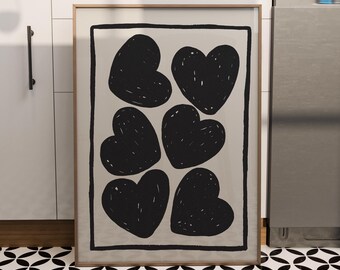 Black Heart Gallery Wall Art – Minimalist Home Decor (Digital Download)