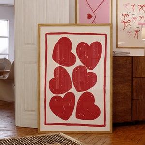 Stampa Cuori Rossi – Coquette Y2K Wall Art (Download Digitale)