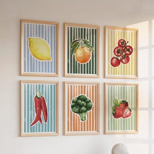 Obst Gemüse Print Set - Aquarell Obst und Gemüse Druck Set zum ausdrucken (digitaler Download)