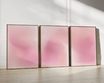 Pink Aura Farbverlauf Print Set, moderne Galeriewand (digitaler Download)