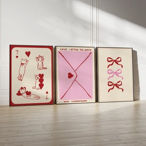 3 Piece Set Trendy Coquette Red and Pink Aesthetic Prints, Trendy Eclectic Maximalist Wall Decor, Pinterest Aesthetic Digital Poster Set