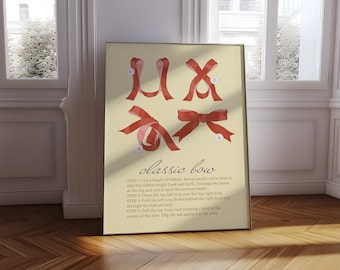 Red Bows Art Print – Vintage Ribbon Illustration (Digital Download)