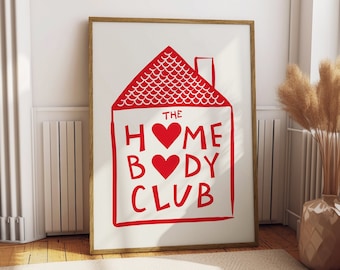 The Homebody Club Minimalist Heart Print |  Quote Art Poster | Trendy Wall Art | Y2K Aesthetic Poster | Japandi Wall Art | Digital Download