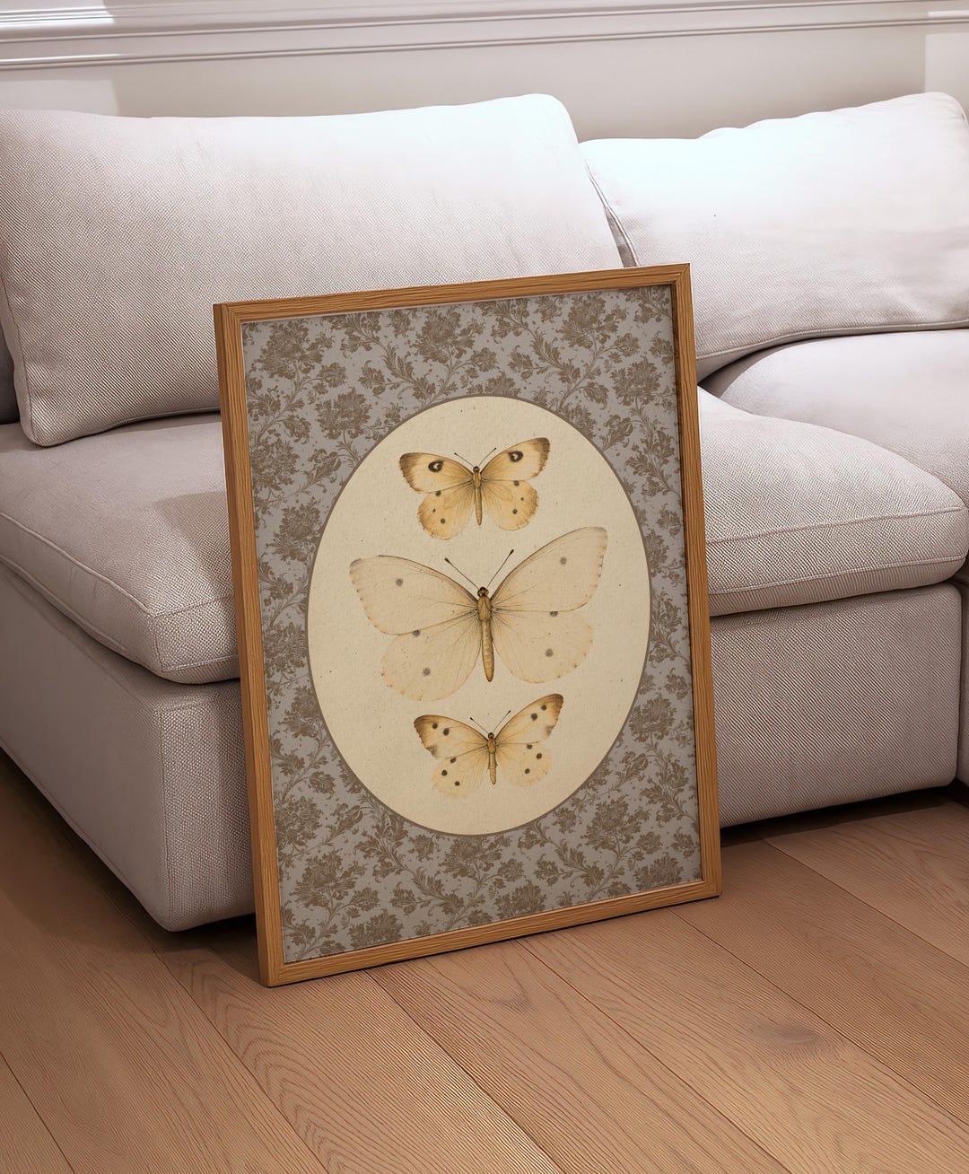 Vintage Butterfly Wall Art – Antique Moth Illustration in Oval Frame ...