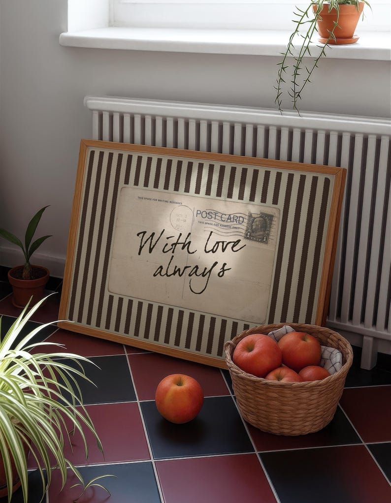 With Love Always Retro Wall Art – Romantic Vintage Postcard Aesthetic ...