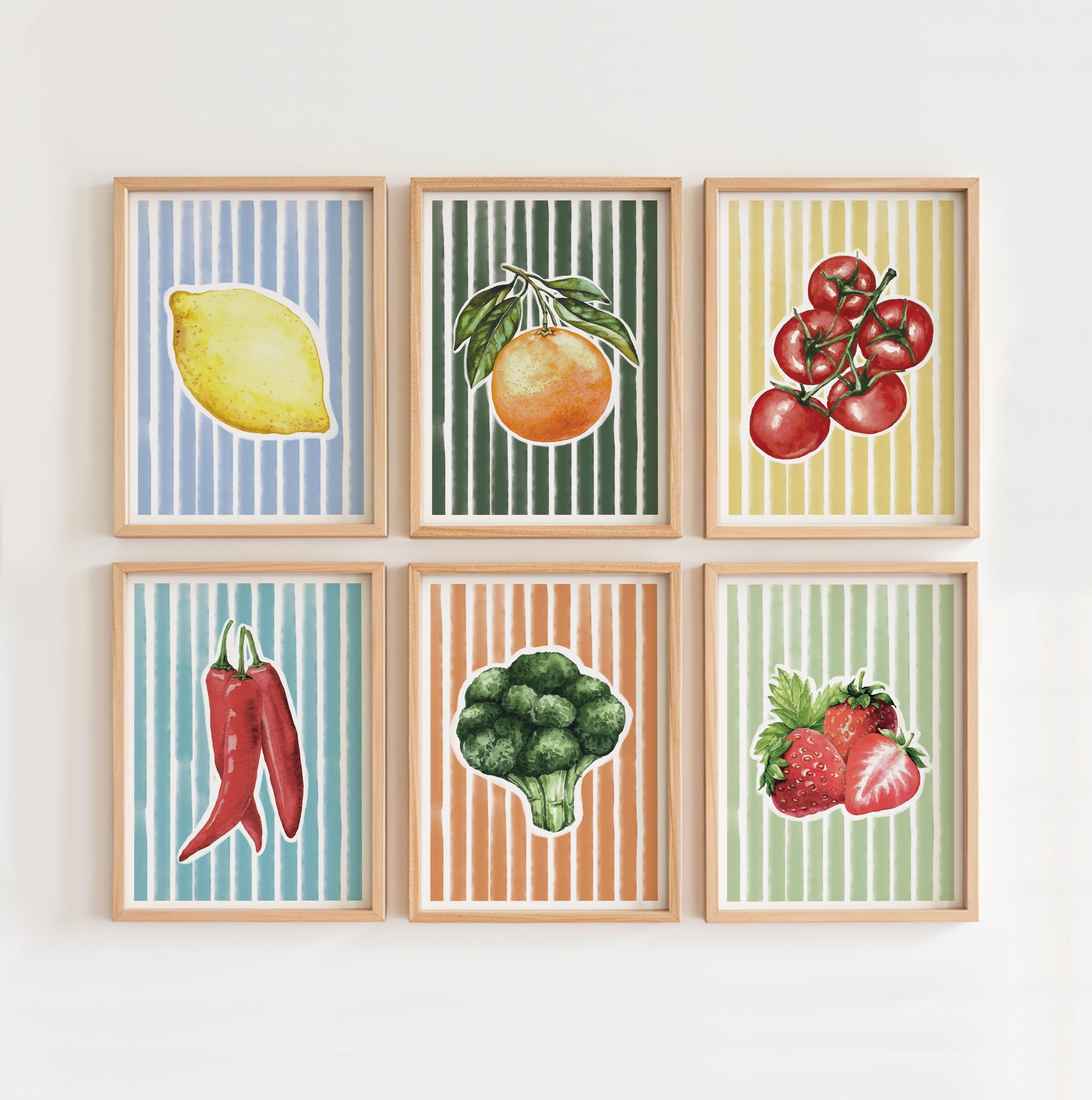 kitchen print set of 2 fruit print vegetable print... Watercolor Fruit Vegetable Print Set – Farmhouse Kitchen Decor (digital ...