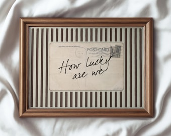 Vintage Postcard Print – "How Lucky Are We", Coquette Aesthetic (Digital Download)